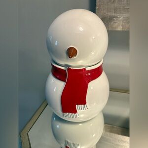 Indigo snowman cookie jar new in box retail $95